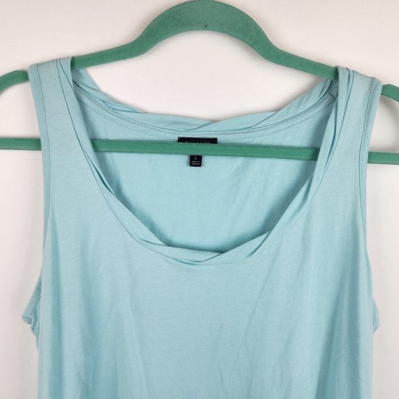 Talbots Mint Blue Cotton Modal Soft Tank Top sz L flawed - Picture 3 of 6